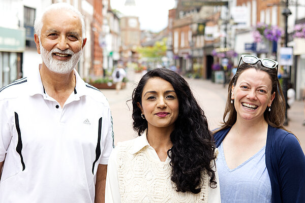 Nazmeen, Sarah Green & Parveiz on the High St in Chesham