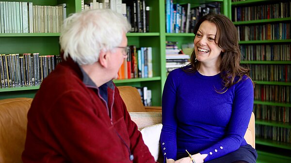 Sarah sitting with a constituent 
