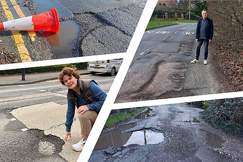 Budget collage of potholes