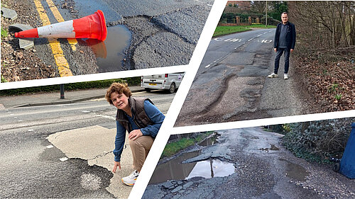 Budget collage of potholes