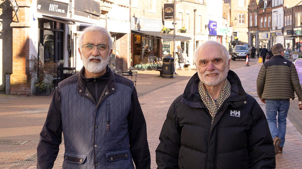 Alan and Parveiz walking down Chesham High Street